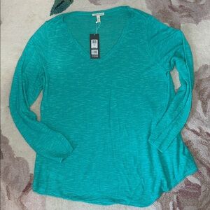 NEW Eileen Fisher Turquoise Long Sleeve V-Neck Sweater